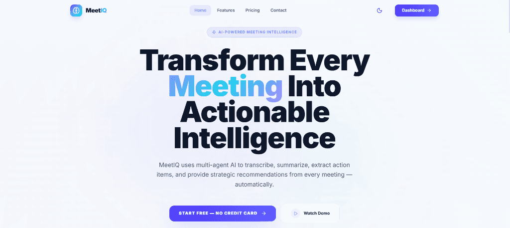 MeetIQ — AI Meeting Intelligence & RAG Memory System Screenshot 1