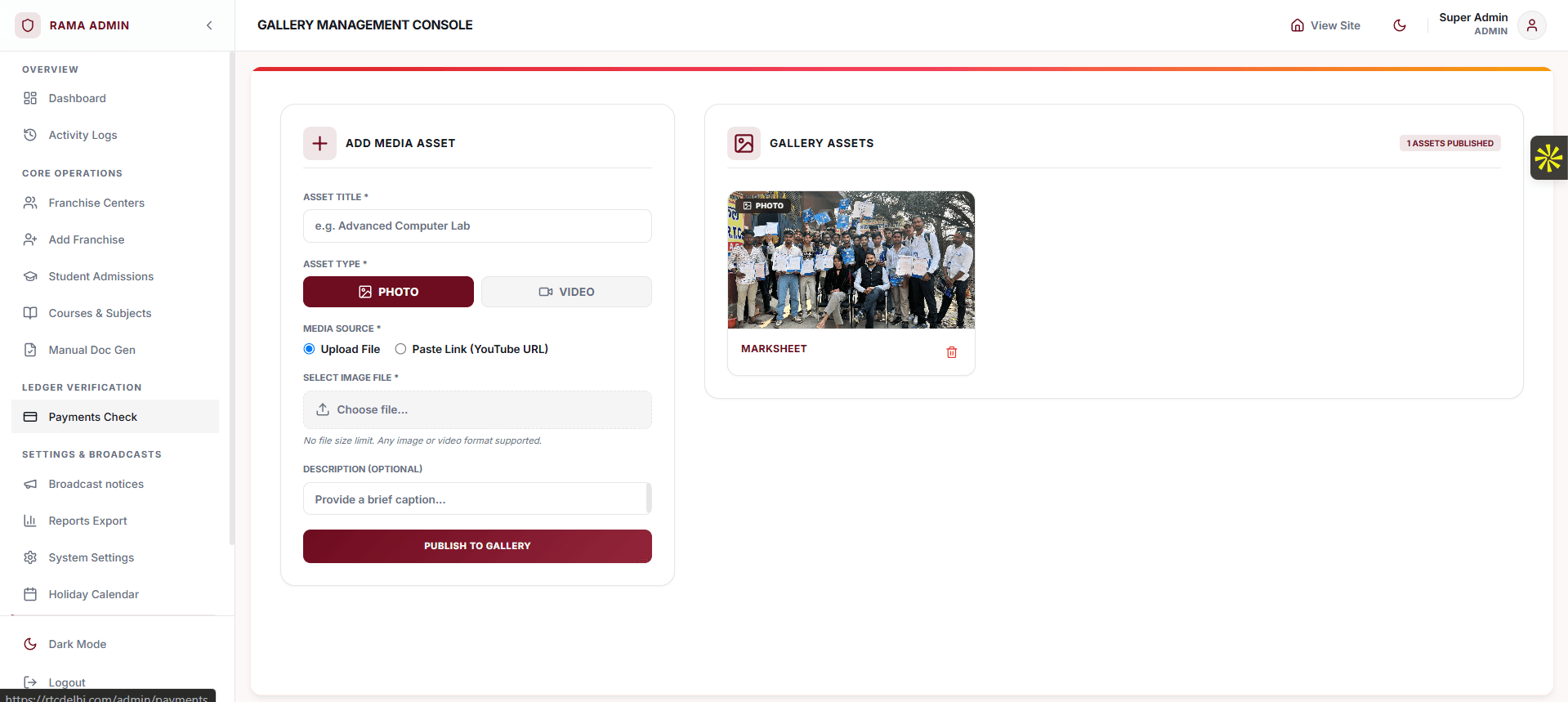 Rama Technical College — Student & Franchise Management SaaS Screenshot 4
