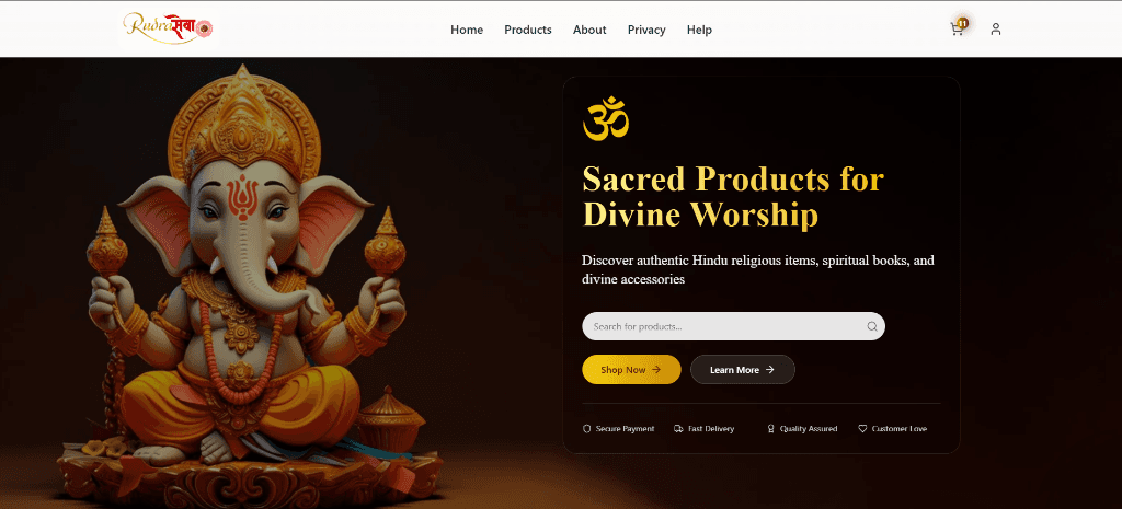 Rudra Sewa — Sacred E-Commerce Platform Screenshot 1