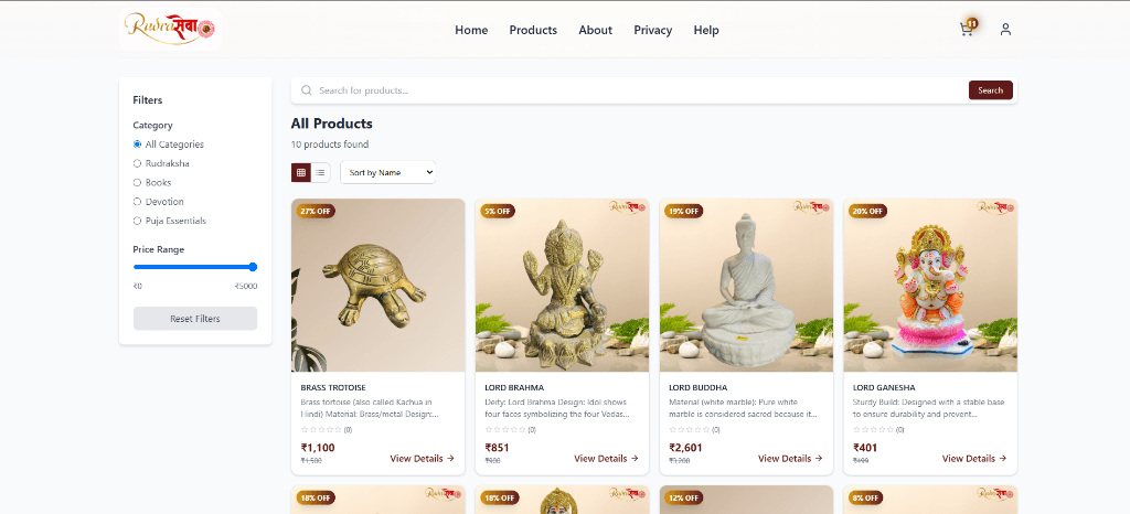 Rudra Sewa — Sacred E-Commerce Platform Screenshot 3